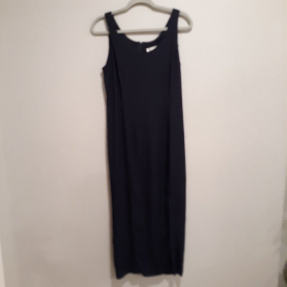 Navy Blue Maxi Dress With Front Slit Size 14